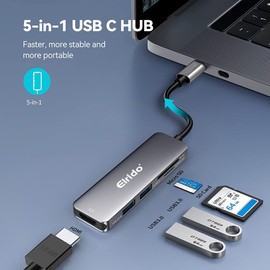 USB C Hub Adapter for Tablet PC by Elrido, USB-C HDMI Port Dongle for Tablet Converter 5 in 1 with 4K HDMI,USB 3.0 Ports,SD,TF for m1 m2 Computer Has Such Surface and Other Type C Devices