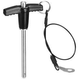 TA-VIGOR T Handle Lock Pins, 5mm Dia 60mm Length Stainless Steel Push-Button Quick Release Ball Locking Pin with Lanyard Cable for Speaker Aviation Gym Machine