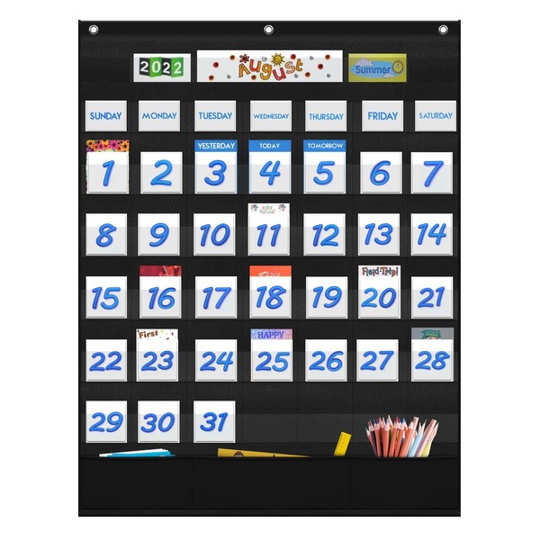 Eamay Classroom Monthly Calendar Pocket Chart with 45 Pocket, 3