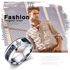 OIDEA Stainless Steel Rings Silver for Men Women Classic Retro Charm Masonic Men's Ring Stainless Steel Ring Band Ring Sizes 47 (15.0) - 67 (21.3), Stainless Steel