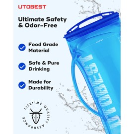 UTOBEST Water Bladder,Hydration Bladder 1L, 1.5L, 2L, 3L Water Bladder for Hiking Backpack, BPA Free, Leak Proof Water Reservoir for Running Cycling