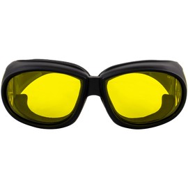 Outfiter Motorcycle Safety Sunglasses Fits Over Glasses Yellow Lenses Meets ANSI Z87.1 Standards For Safety Glasses Has Soft Airy Foam Padding Comes with Storage Pouch and Strap