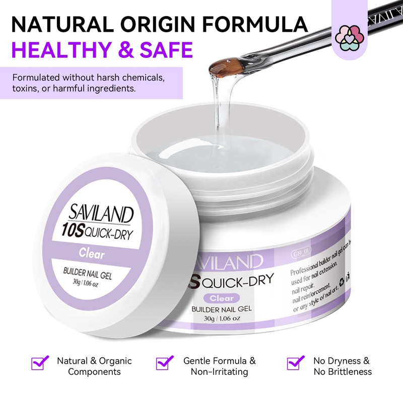 SAVILAND Quick-dry Builder Nail Gel Kit: Clear Pink Builder Hard