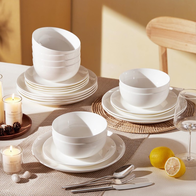 KINGSTONE Bone China Dinnerware Sets, 12-Piece Dinnerware Set for 4,