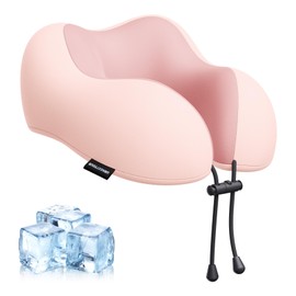 urnexttour Travel Pillow for Airplane Memory Foam Neck Pillow, Soft & Support Travel Pillow for Travelling, Sleeping Rest, Car, Train and Home Use (Pink)