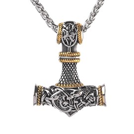Thor's Hammer Necklace, Thor Hammer Chain, Viking Chain, Thor's Hammer Pendant with Celtic Knot, Viking Chain for Men, Celtic Knot Thor's Hammer Chains, 60 cm Chain, Men's Chain, Stainless Steel