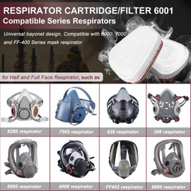 6001 Filter Cartridges for Respirator, Replacement Respirator Filters - Dust Proof, Pollen, Paint and Chemical, Particulate Filter Compatible with 6200, 6800, 7502 Series Respirator(5 Set)