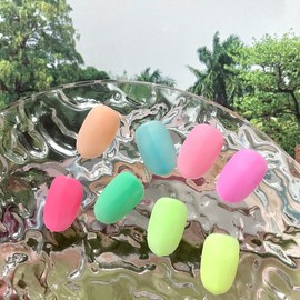 ˡᴬᴺᵀᶤˡ [One Color] Summer Luminous Syrup Handmade Nail Tip - Short Almond / ˡᴬᴺᵀᶤˡ [원컬러] 여름 야광 시럽 수제네일 팁 - 숏아몬드