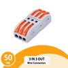 50 Pcs Wire Connectors 3 Conductor Compact Splicing, 3 Circuit