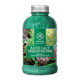AROMATIKA Swiss Stone Pine Bath Salts – 600 g Natural Aromatherapy Bath Soak with Pinus Cembra Essential Oil, Natural Bath Salts for Soaking Bath, Body Care, Beauty, Wellness & Home Spa, Gift Idea