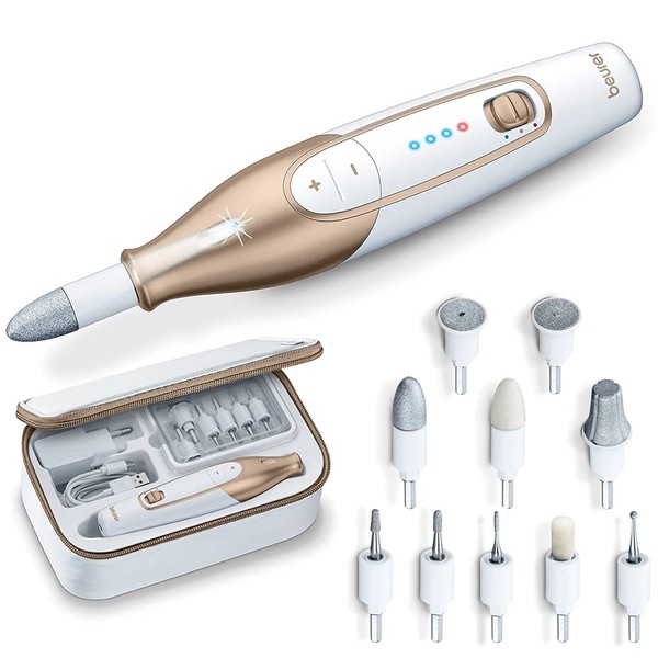 Beurer MP 64 Maniküre/Pediküreset, elektrisches Nagelpflegeset mit Akku, 10 Aufsätze