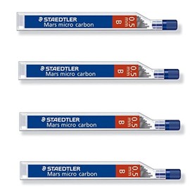 STAEDTLER Mars Micro Carbon 250 0.5mm B - Pencil Lead Refills - 4 Tubes/Packs (48 Leads) B