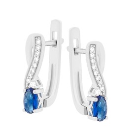 Sokolov 925 Silver Earrings with Blue Crystals and Clear Cubic Zirconia, Sterling Silver