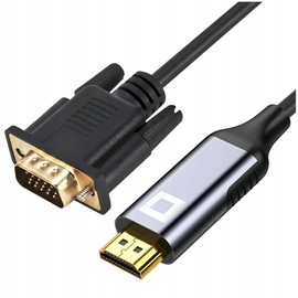 CO2 VGA to HDMI Cable 2 m, VGA to HDMI Adapter D-SUB 2K/60Hz, Full HD, Plug & Play, Gold-Plated, One-Directional, Compatible with Computer, Desktop, Laptop, PC, Monitor, Projector
