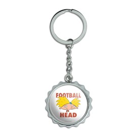 Hey Arnold! Football Head Keychain Chrome Plated Metal Pop Cap Bottle Opener