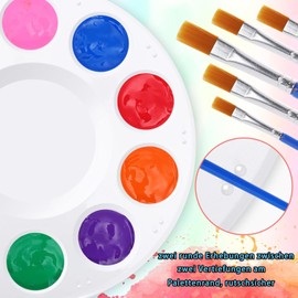Heyumybit Acrylic Paint Palette,12 Pcs Round Paint Tray Palette with 10 Wells and 1 Central Reservoir,Paint Pallets for Children,Acrylic Oil Watercolor DIY Craft Professional Art Painting