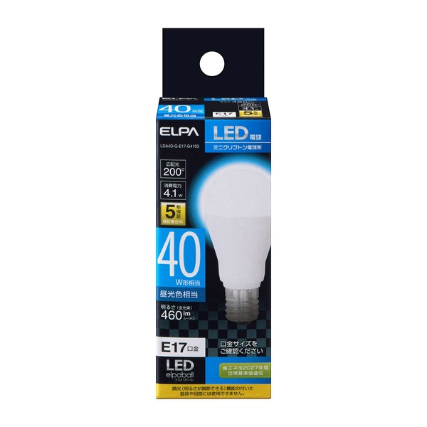 ELPA LDA4D-G-E17-G4103 LED Bulb Mini Krypton Shape E17 Indoor Use