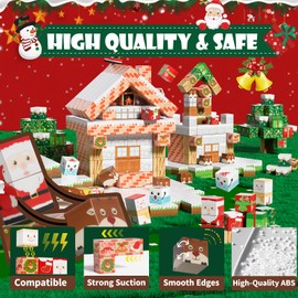 100 Pcs Magnetic Blocks Building Toys - Build Mine World Set with Christmas Snow Magnet Building Blocks , Magnetic Building Cubes Toys for Kids 3+, Construction Toys Game for Kids Ages 3 4 5 6 7 8
