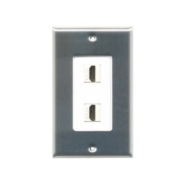 RiteAV - Stainless Steel 2 HDMI Port Wall Plate White Decorative