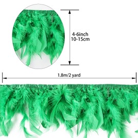 Daieeparty Turkey Feathers Trim Fringe 2Yard 4-6inch for Party Clothing DIY Sewing Craft Wedding Dress Decoration Natural Fluffy Turkey Feather Trim (Green)