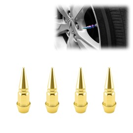 TVC20 Gold 4pcs Long Spike Spiked Tire Valve Stem Caps Metal Thread Wheel Tires