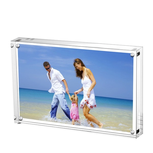 AMEITECH Acrylic Photo Frames,3.5x5'' Double Sided Magnetic Picture Frame, Desktop