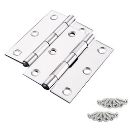 2 Sets Door Hinges 75mm (3 Inch) Stainless Steel Butt Hinges Silver with 12 Pieces Stainless Steel Screws for Internal Doors