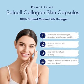 Salcoll Pure Marine - Cápsulas de colágeno para la piel (120 unidades) – Suplemento antienvejecimiento para mujeres y hombres, aumenta el colágeno, re