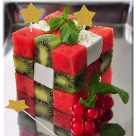 40PCS Glitter Star Cocktail Picks Appetizer Toothpicks Sandwich Fruit Sticks Snack Food Picks Bamboo Sticks