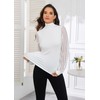 Womens Mock Turtleneck Lantern Puffy Eyelet Long Sleeve Fitted Layer