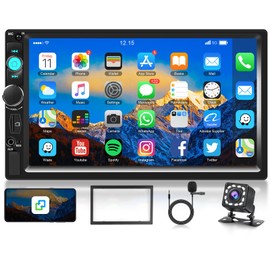 Double Din Car Stereo Bluetooth Touch Screen 7 inch Car Radio Double Din Supports Mirror Link/FM Radio/EQ USB/TF/AUX SWC, Driauto Car Audio Receiver MP5 Multimedia Player with Reverse Camera +Mic