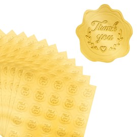 joycraft 300Pcs Gold Foil Stickers, Thank You Gift Stickers, 1.42 Inch Embossed Foil Seals, Thank You Gift Wrapping Labels, Envelope Seals for Invitation, Greeting Cards, Party Favor
