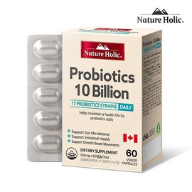 H네이처홀릭 100억 유산균 1박스(60캡슐, 2개월분) H Natureholic 10 Billion Probiotics 1 Box (60 Capsules, 2 Months Supply)