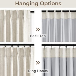 CAPALOCA Pinch Pleated Blackout Curtains 96 Inches Long, Linen Blend, 100% Blackout Drapes with 20 Hooks, Ideal for Bedroom and Living Room, 40" W x 96" L (Pack of 2), Natural