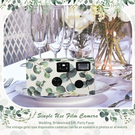 Kanayu 8 Pack Bulk Disposable Camera for Wedding, 35mm Single Use Camera with Flash Disposable Cameras One Time Camera for Wedding Anniversary Party Supplies (Retro Color Film, Eucalyptus Leaves)