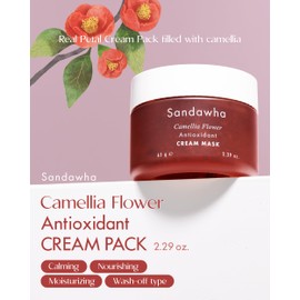 SanDaWha SKINCURE Camellia Flower Cream Mask - Antioxidant, Petal-Infused Wash-Off Facial Mask, Anti-Aging & Hydrating Treatment for Dry and Rough Skin, Illuminates & Refreshes, 2.3 fl. oz.