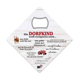 KM013 Cult Magnet Opener Bottle Opener Coaster Coaster Village Child 9 x 9 cm