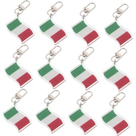 LIFKOME 12 Llaveros de Italia Bandera Italiana, Llavero de Acrílico y Aleación Resistente para Mochilas y Bolsos, Estilo Caricatura para Uso Escolar y Diario