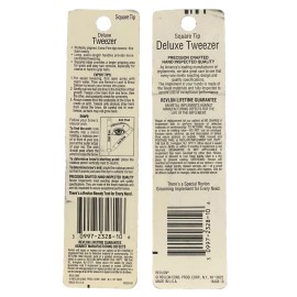 Revlon 2 Revlon Deluxe Square Tip Tweezer 2328-10 MADE IN USA  Please Read Below