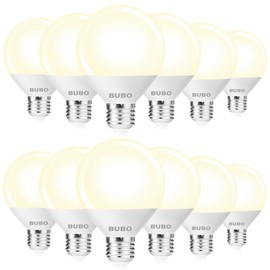 BUBO Vanity Light Bulbs 60 Watt Equivalent, Globe Light Bulbs Warm White 3000K, Bathroom Light Bulbs, Round Light Bulbs, G25 LED Light Bulbs 800 Lumens, E26 Medium Base, 7W, Non-Dimmable, 12 Pack