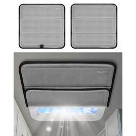 RSACET Magnetic Insulated Roof Vent Sun Cover for MaxxAir Fan, Foldable 600D Oxford Fabric Blackout Ventilation Cover 16.5" x 16.5" (Cool Gray)