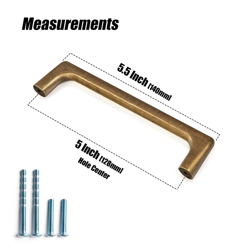 Goo-Ki Antique Brass Cabinet Pulls with 5''(128mm) Hole Centers, Retro