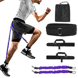 Vertical Jump Trainer Resistance Bands System with Ankle Straps & Belt for Leg Strength Training Basketball, Volleyball, Football, Tennis Agility Workout Equipment