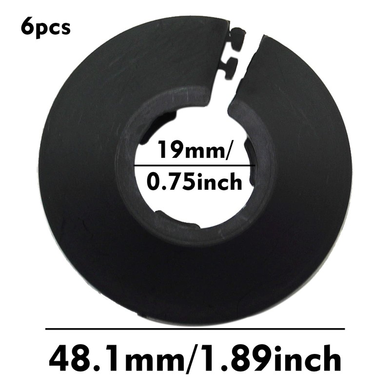 Pack of 6,15mm Plastic Radiator Pipe Covers Black Pipe Collars