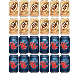 LUV-BOX Variety Soda pack , pack of 24 , 12 fl oz , A&W CREAM SODA - CAFFEINE FREE , RC COLA