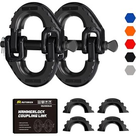 Safety Chain Connector Link, 1/2IN Tow Hitch Hammerlock Coupling Link, 2 Pack G80 Alloy Steel Tow Chain Connector, Quick Install & Remove, 12000 lbs Load Limit, Black