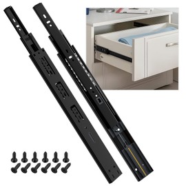 SHUHANG 5 Pair Soft Close Drawer Slides Rail 12 14 16 18 20 22 24 Inch Ball Bearing Full Extension 100 LB Capacity Heavy Duty Kitchen File Cabinet Dresser Trash Can Side Mount Glide Guide Track Black