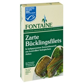 Fontaine Bückling Fillets in Organic Sunflower Oil 190 g Canned Fish Pack of 3 x 190 g
