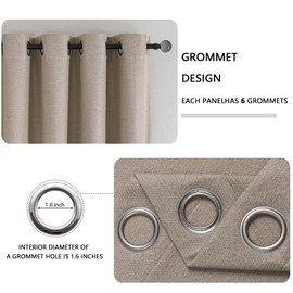 Simplebrand Linen Textured 100% Taupe Blackout 120 Inches Long Curtains 2 Panels, Thermal Insulated Room Darkening Curtains, Extra Long 10 ft Window Treatment for Bedroom Living Room, 60" Wx120 L