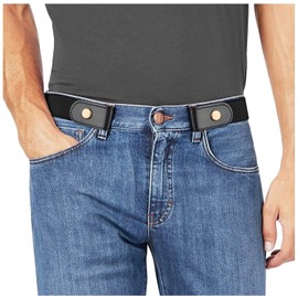 No Buckle Show Belt for Men Buckle Free Stretch Belt for Jeans Pants 1.38 Inches Wide, Pants Size 30-48 Inches